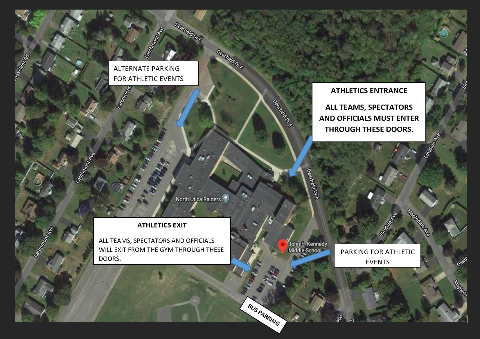 Bản đồ trực quan về bãi đậu xe tại Trường Trung học Cơ sở JFK